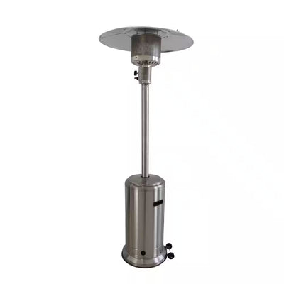 48000 Btus Stainless Steel Propane Standing Patio Heater with Wheels, Gray