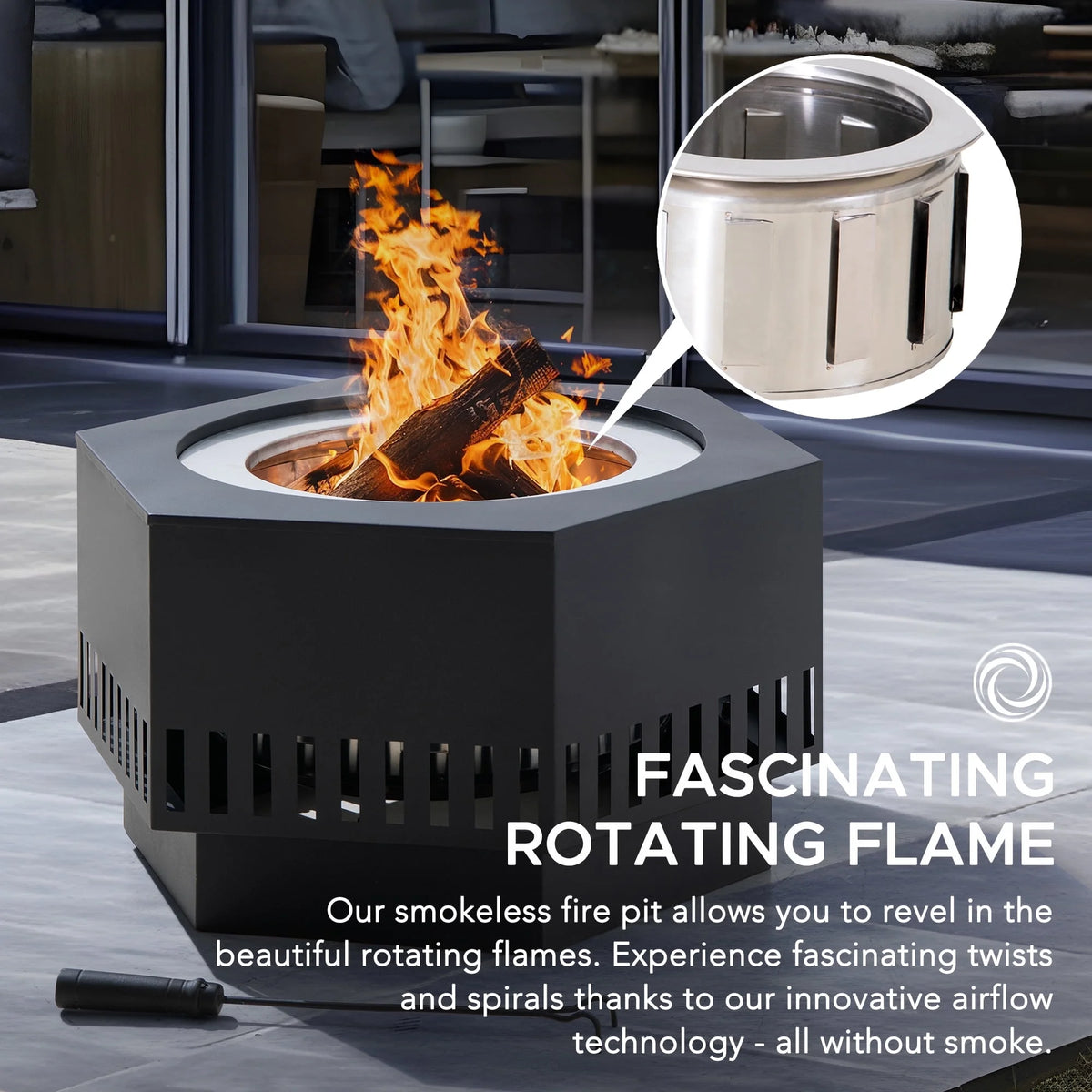 28 in Smokeless Fire Pit with Removable Ash Pan, Outdoor Portable Wood Burning Fireplace with PVC Cover and Fire Poker ,Ideal for Camping, Bonfire, and Backyard, Black