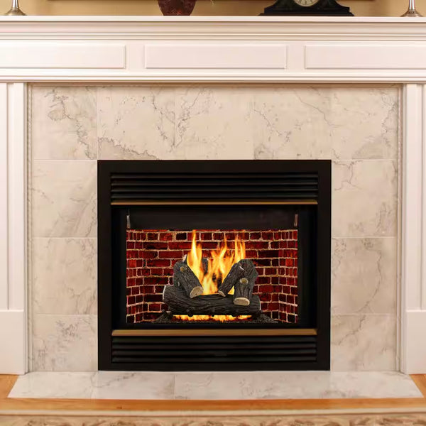 Vented Natural Gas Fireplace Log Set with 6 Hand-Painted Realistic Logs