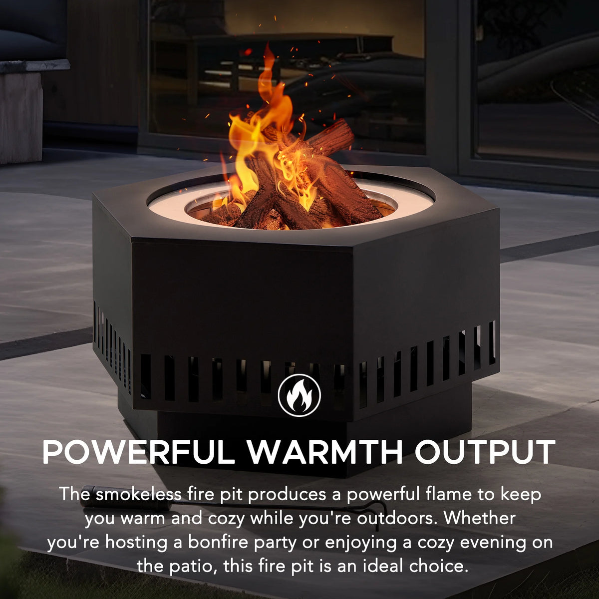 28 in Smokeless Fire Pit with Removable Ash Pan, Outdoor Portable Wood Burning Fireplace with PVC Cover and Fire Poker ,Ideal for Camping, Bonfire, and Backyard, Black