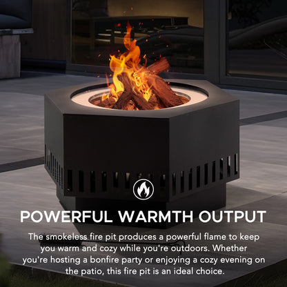 28 in Smokeless Fire Pit with Removable Ash Pan, Outdoor Portable Wood Burning Fireplace with PVC Cover and Fire Poker ,Ideal for Camping, Bonfire, and Backyard, Black
