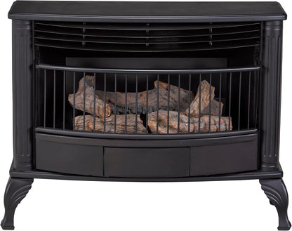 Ventless Natural Gas Stove - 25,000 BTU, T-Stat Control, Black Finish - Model# QSN250T