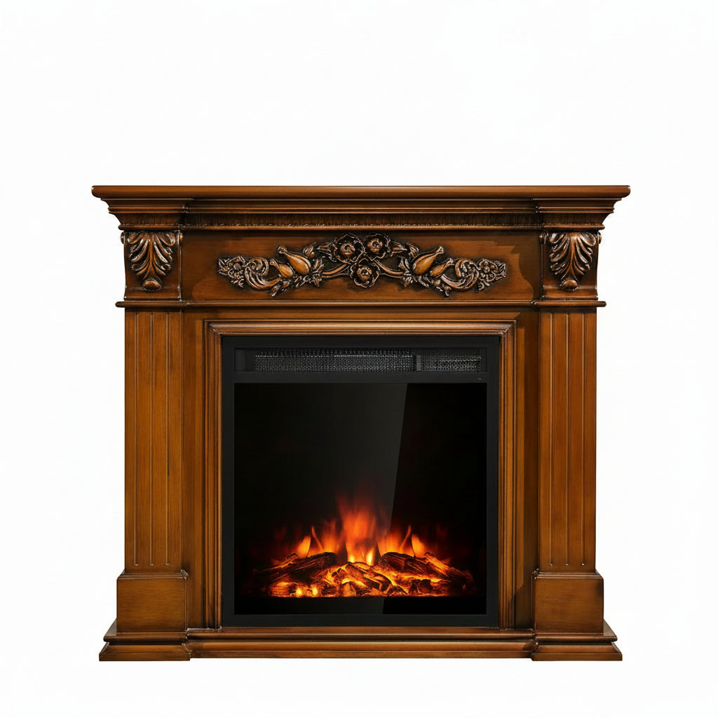 22.5 In. Direct Vent Electric Fireplace Insert Freestanding and Recessed Heater Log Flame Remote