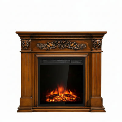 22.5 In. Direct Vent Electric Fireplace Insert Freestanding and Recessed Heater Log Flame Remote