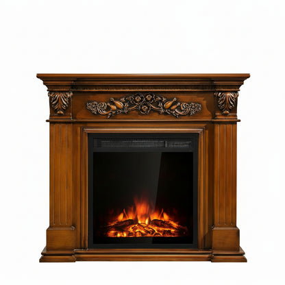 22.5 In. Direct Vent Electric Fireplace Insert Freestanding and Recessed Heater Log Flame Remote