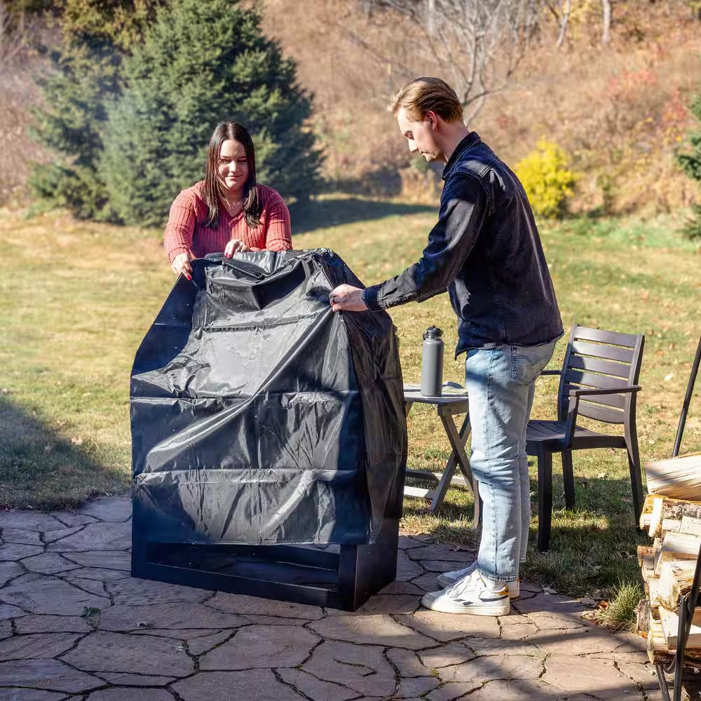 Backyard Blaze Steel Outdoor Fireplace Fire Pit with Built-In Log Storage