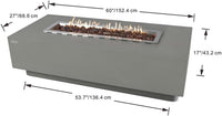 Granville Fire Table Outdoor Fire Pit 60" X 27" Cast Concrete Firepit Includes Lava Rocks 45,000 Btus Outdoor Fireplace for Patio Furniture Set, Deck, Porch, Outdoor Heater - Natural Gas