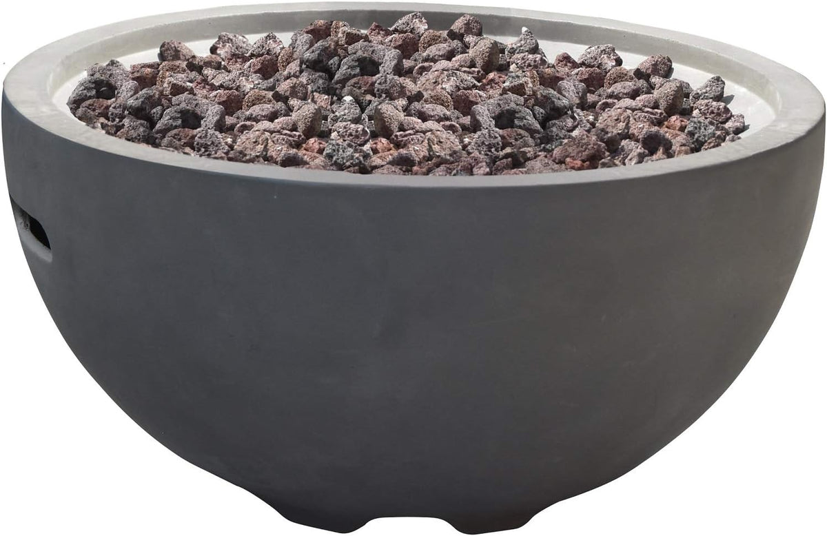 Nantucket Concrete Fire Pit 26" X 26" Patio Firepit Includes Lava Rocks Modern Fire Pits & Outdoor Fireplaces for Garden, Deck, Indoor & Outdoor Heating
