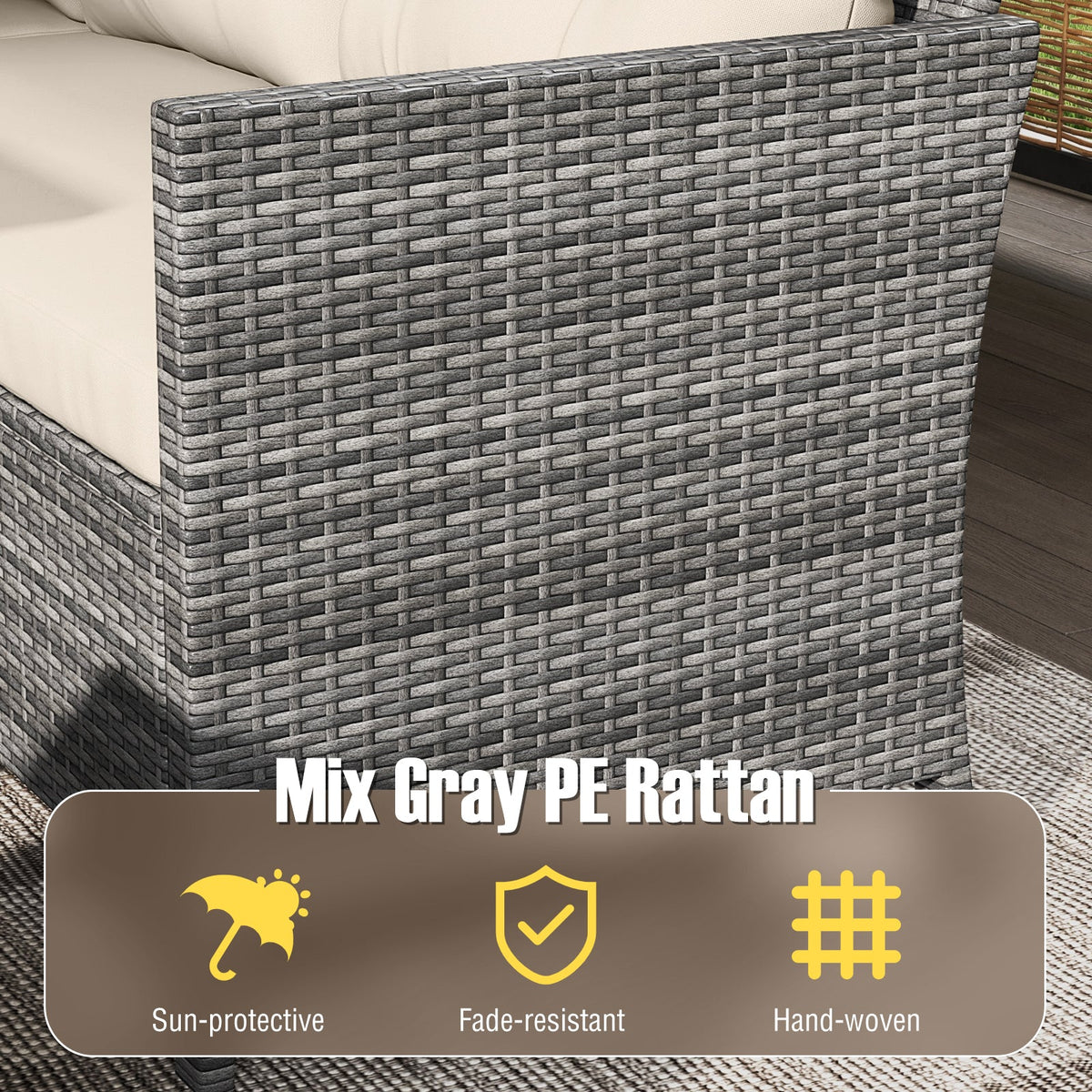 7 Pieces Patio Dining Furniture Set with Soft Cushions and Ottomans