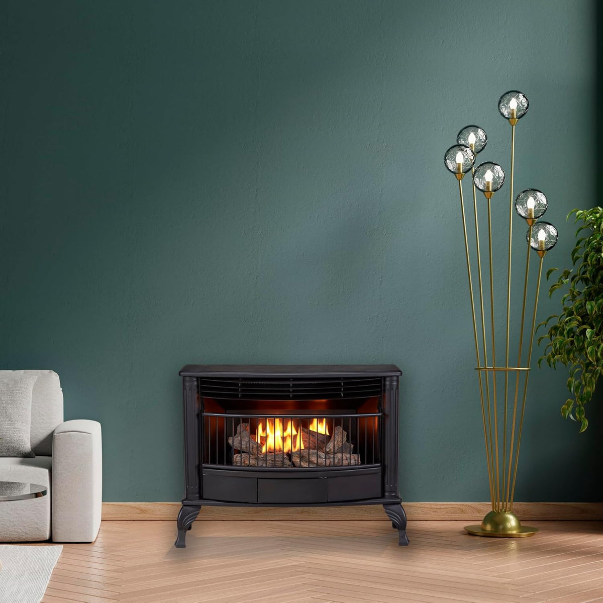 Ventless Natural Gas Stove - 25,000 BTU, T-Stat Control, Black Finish - Model# QSN250T