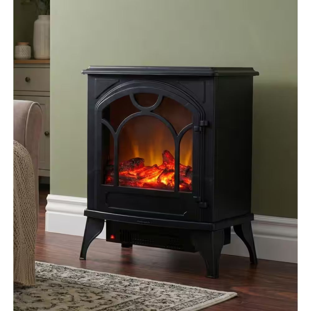21.5 In. Freestanding Classic Electric Log Fireplace in Black