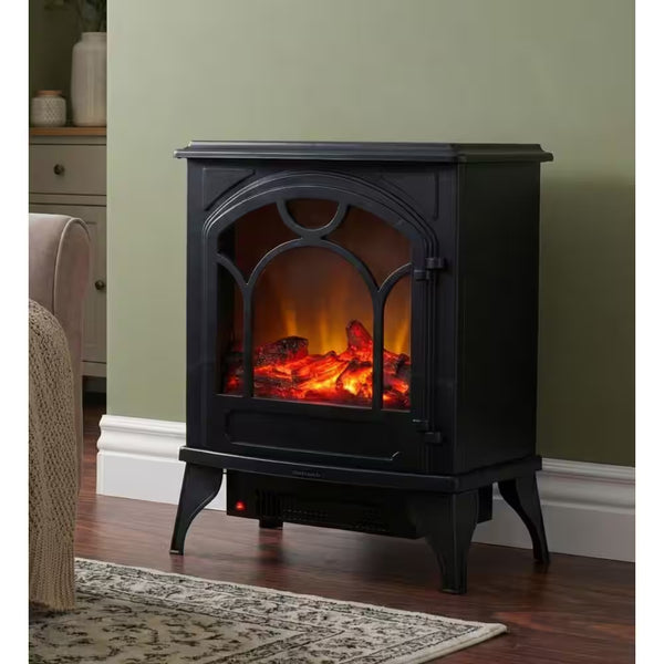 21.5 In. Freestanding Classic Electric Log Fireplace in Black