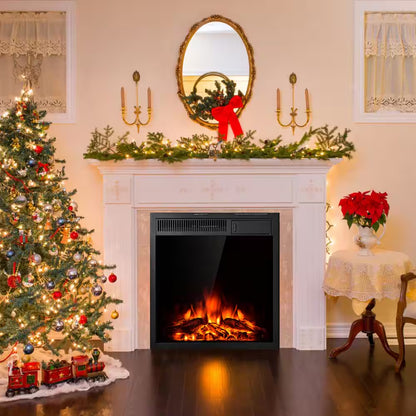 22.5 In. Direct Vent Electric Fireplace Insert Freestanding and Recessed Heater Log Flame Remote