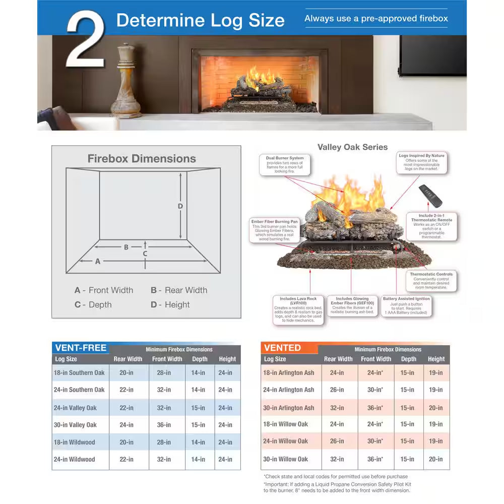 Willow Oak 24 In. Vented Gas Log Set
