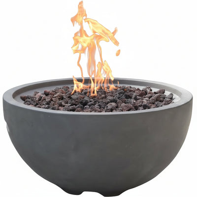 Nantucket Concrete Fire Pit 26" X 26" Patio Firepit Includes Lava Rocks Modern Fire Pits & Outdoor Fireplaces for Garden, Deck, Indoor & Outdoor Heating