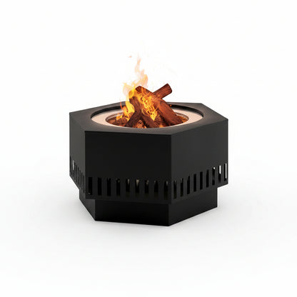 28 in Smokeless Fire Pit with Removable Ash Pan, Outdoor Portable Wood Burning Fireplace with PVC Cover and Fire Poker ,Ideal for Camping, Bonfire, and Backyard, Black