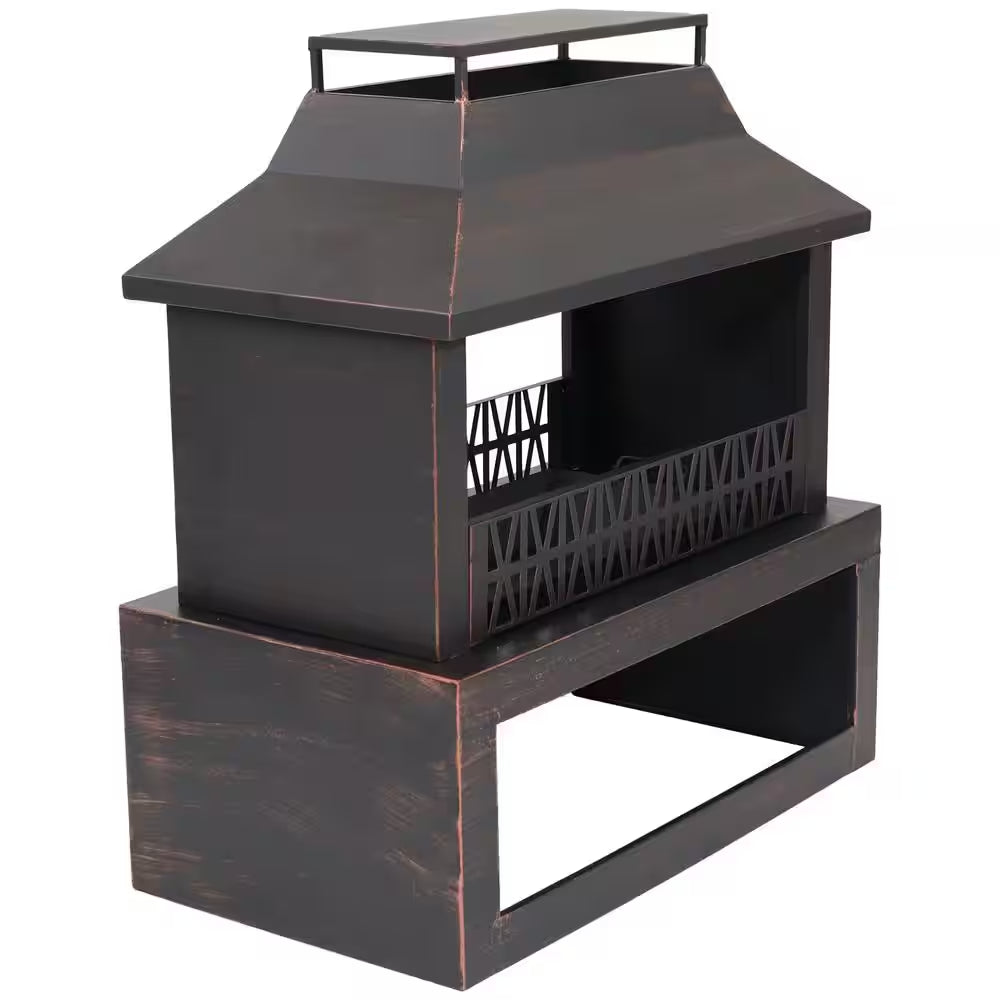 Backyard Blaze Steel Outdoor Fireplace Fire Pit with Built-In Log Storage