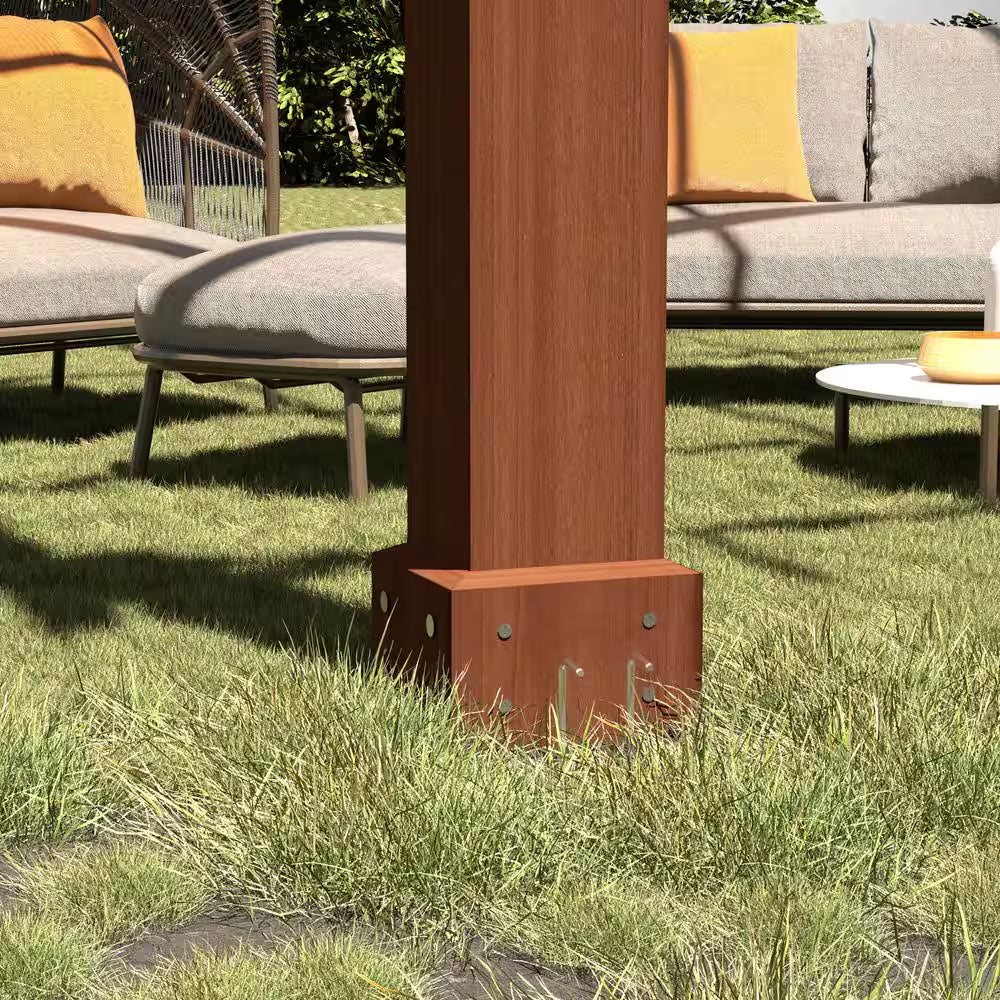 20 Ft. W X 12 Ft. D Cedar Wood Patio Pergola Shade Structure for Outdoor, Brown