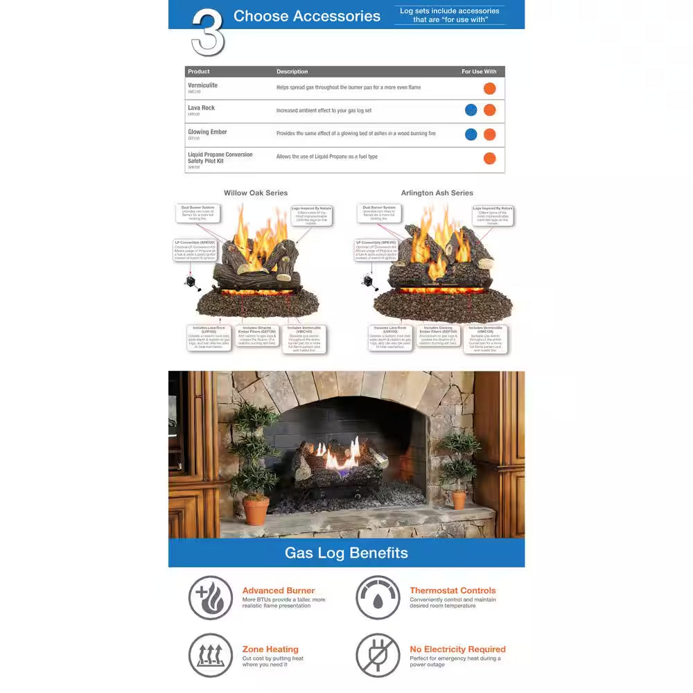 Willow Oak 24 In. Vented Gas Log Set
