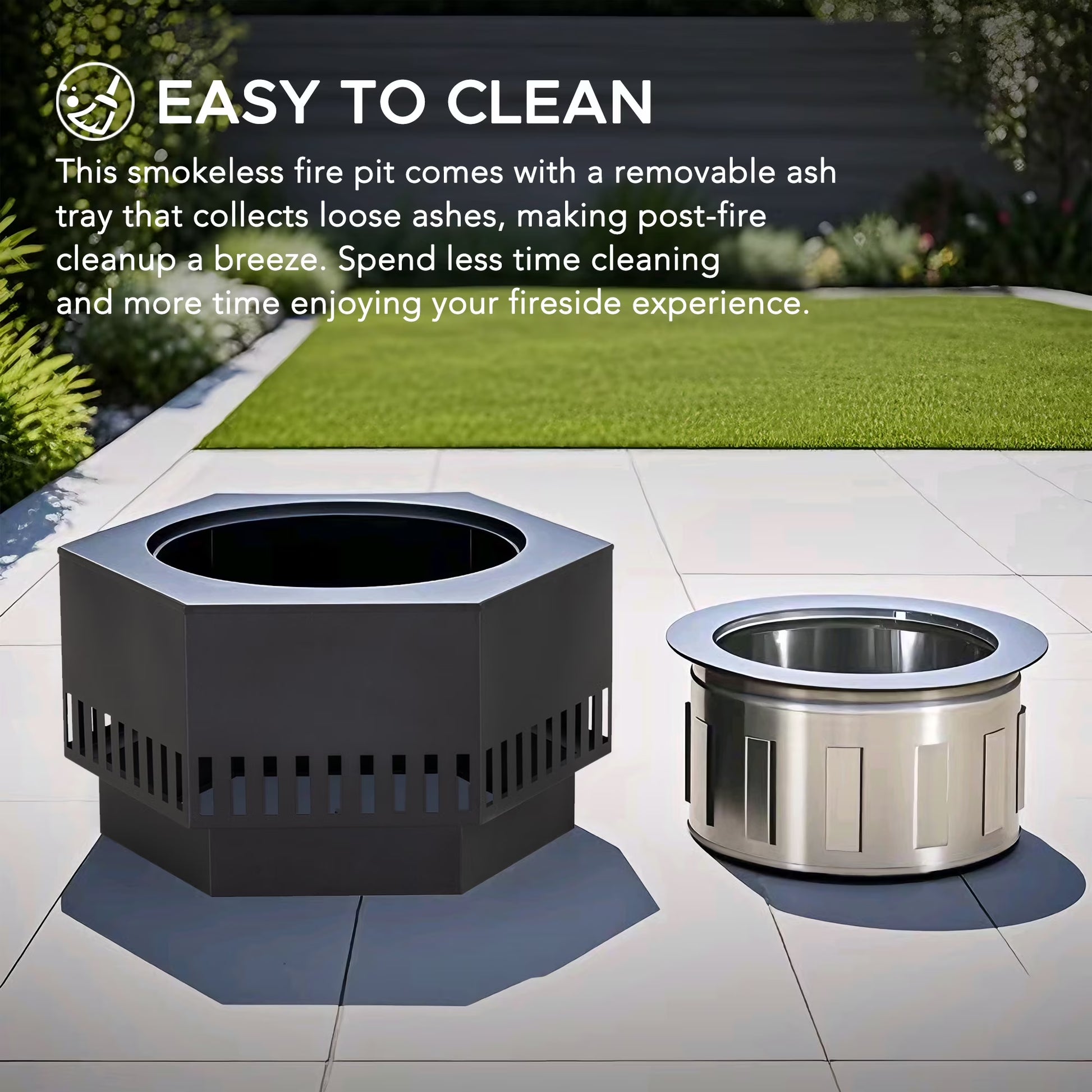 28 in Smokeless Fire Pit with Removable Ash Pan, Outdoor Portable Wood Burning Fireplace with PVC Cover and Fire Poker ,Ideal for Camping, Bonfire, and Backyard, Black